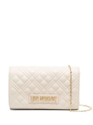 

Quilted logo-plaque detail crossbody bag, Love Moschino Quilted logo-plaque detail crossbody bag