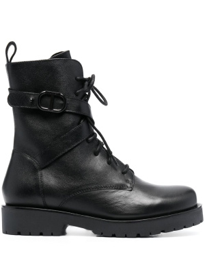 

Logo-plaque leather boots, TWINSET Logo-plaque leather boots