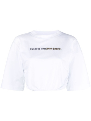 

Sunset ruched cropped T-shirt, Palm Angels Sunset ruched cropped T-shirt