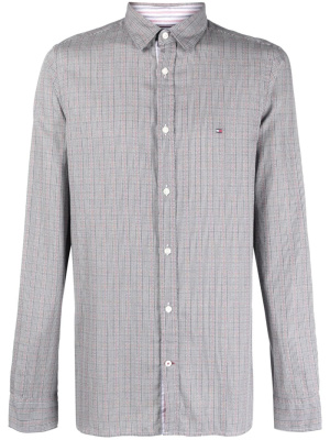 

Logo-embroidered checked shirt, Tommy Hilfiger Logo-embroidered checked shirt