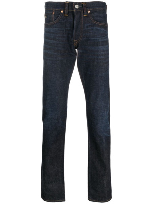

Logo-embroidered slim-cut jeans, Ralph Lauren RRL Logo-embroidered slim-cut jeans