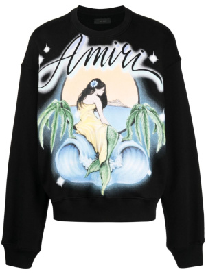 

Mermaid illustration-print cotton sweatshirt, AMIRI Mermaid illustration-print cotton sweatshirt