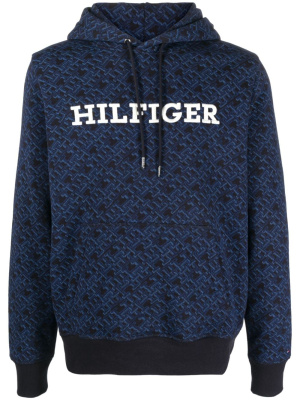 

Logo-embroidered printed hoodie, Tommy Hilfiger Logo-embroidered printed hoodie