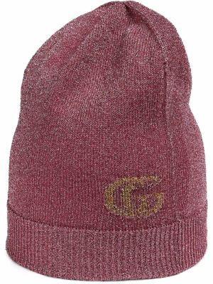 

Double G lamé jacquard beanie, Gucci Double G lamé jacquard beanie