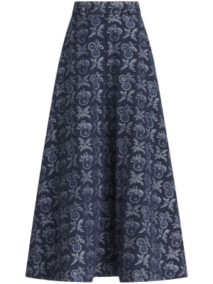 

Jacquard denim A-line midi skirt, ETRO Jacquard denim A-line midi skirt