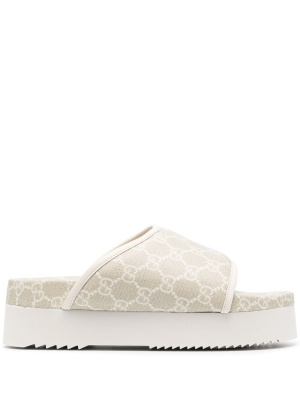 

GG-print open toe slides, Gucci GG-print open toe slides