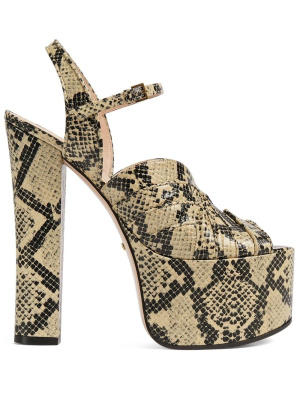 

Python-print platform sandals, Gucci Python-print platform sandals