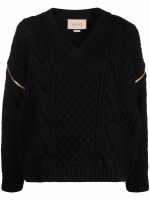 

Metallic-trim knitted wool jumper, Gucci Metallic-trim knitted wool jumper