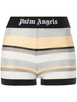 

Striped lurex-knit mini shorts, Palm Angels Striped lurex-knit mini shorts