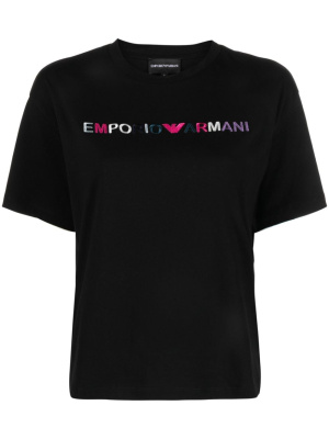 

Logo-embroidered cotton T-shirt, Emporio Armani Logo-embroidered cotton T-shirt