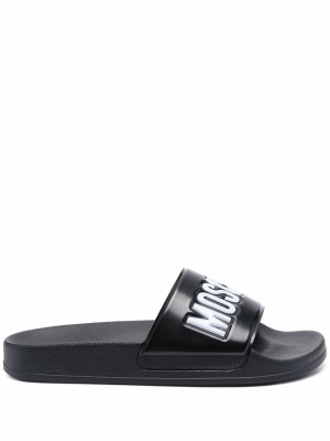 

Logo slip on sliders, Moschino Logo slip on sliders