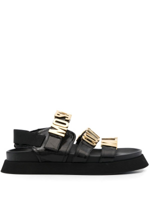 

Logo-detail leather sandals, Moschino Logo-detail leather sandals