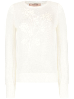 

Floral-embroidered round-neck jumper, TWINSET Floral-embroidered round-neck jumper