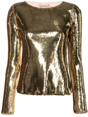 

Sequin-embellished long-sleeve top, Nº21 Sequin-embellished long-sleeve top
