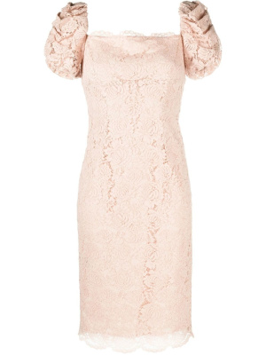

Puff-sleeve lace midi dress, PINKO Puff-sleeve lace midi dress