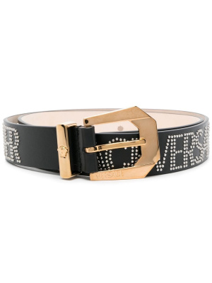 

Leather studded-logo belt, Versace Leather studded-logo belt