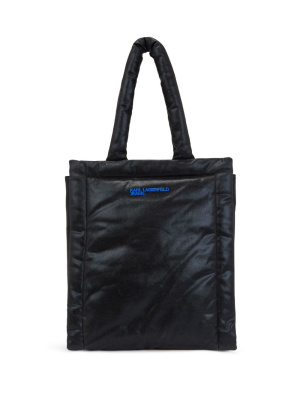 

Logo-embroidered denim tote bag, Karl Lagerfeld Jeans Logo-embroidered denim tote bag