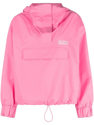 

Logo-print hooded windbreaker, GANNI Logo-print hooded windbreaker
