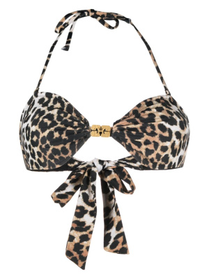 

Leopard-print halterneck bikini top, GANNI Leopard-print halterneck bikini top