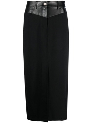 

Garter leather-trim midi skirt, Helmut Lang Garter leather-trim midi skirt
