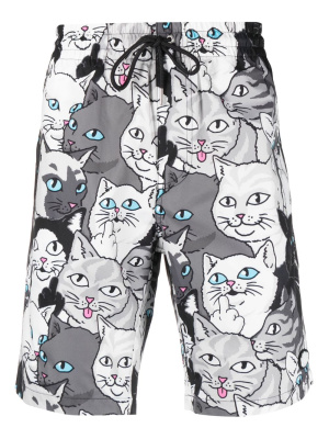 

Cat-print track shorts, Ripndip Cat-print track shorts