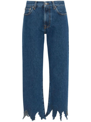 

Logo-patch laser-cut detail straight-leg jeans, JW Anderson Logo-patch laser-cut detail straight-leg jeans