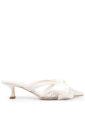 

Flaca 50mm bow-detail leather mules, Jimmy Choo Flaca 50mm bow-detail leather mules