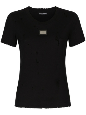 

Distressed-effect logo-plaque T-shirt, Dolce & Gabbana Distressed-effect logo-plaque T-shirt