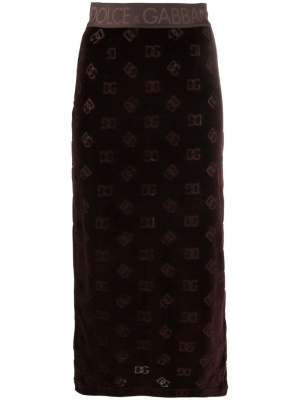 

Monogram-pattern logo-waistband midi skirt, Dolce & Gabbana Monogram-pattern logo-waistband midi skirt