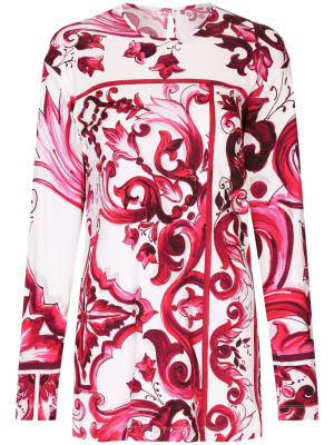 

Majolica-print round-neck blouse, Dolce & Gabbana Majolica-print round-neck blouse