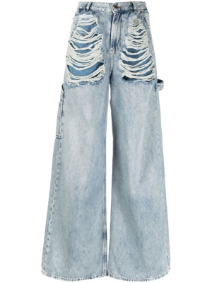 

Distressed wide-leg jeans, PINKO Distressed wide-leg jeans
