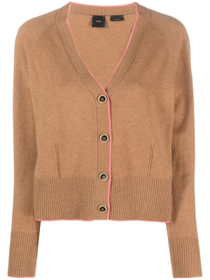 

Contrast-trim wool-cashmere cardigan, PINKO Contrast-trim wool-cashmere cardigan