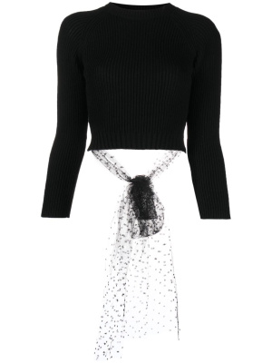 

Tulle bow ribbed-knit cropped jumper, RED Valentino Tulle bow ribbed-knit cropped jumper