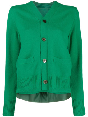 

Panelled pleated wool cardigan, Sacai Panelled pleated wool cardigan