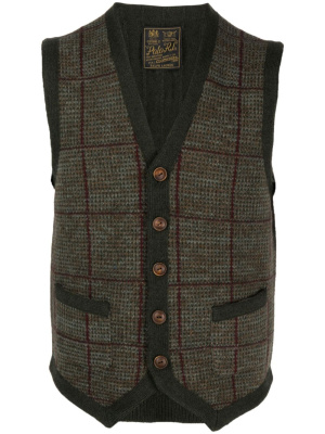 

Windowpane-print knit vest, Polo Ralph Lauren Windowpane-print knit vest
