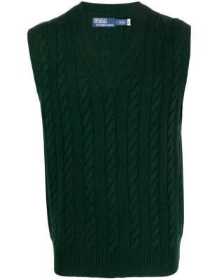 

Cable-knit sleeveless vest, Polo Ralph Lauren Cable-knit sleeveless vest