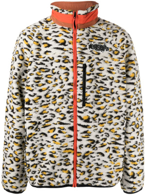 

Leopard-print zip-up fleece jacket, Pleasures Leopard-print zip-up fleece jacket