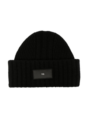 

Logo-patch knitted beanie, Y-3 Logo-patch knitted beanie