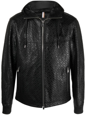 

Monogram-embossed hooded leather jacket, BOSS Monogram-embossed hooded leather jacket