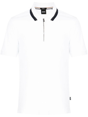 

Stripe-detail zip-up polo shirt, BOSS Stripe-detail zip-up polo shirt