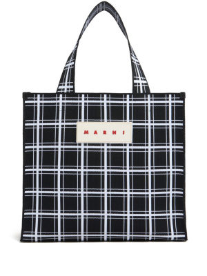 

Plaid logo-tag tote, Marni Plaid logo-tag tote