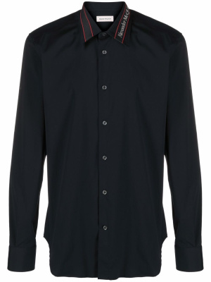 

Logo-tape long-sleeve shirt, Alexander McQueen Logo-tape long-sleeve shirt