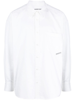 

Logo-tag long-sleeve cotton shirt, Alexander Wang Logo-tag long-sleeve cotton shirt