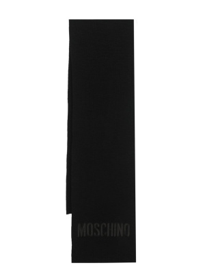 

Logo-patch wool scarf, Moschino Logo-patch wool scarf