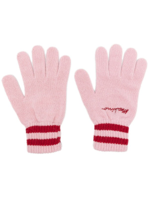 

Logo-embroidered ribbed-knit gloves, Moschino Logo-embroidered ribbed-knit gloves