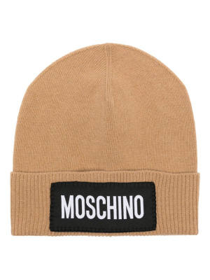 

Logo-patch ribbed-knit beanie, Moschino Logo-patch ribbed-knit beanie