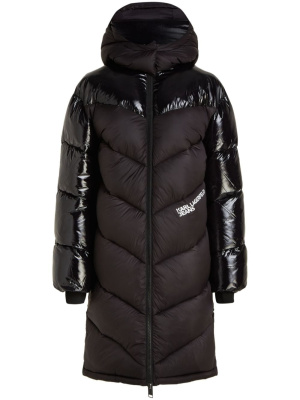 

Logo-print panelled parka coat, Karl Lagerfeld Jeans Logo-print panelled parka coat