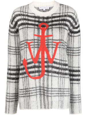 

Logo-embroidered check-pattern jumper, JW Anderson Logo-embroidered check-pattern jumper