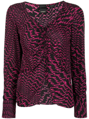 

Logo-print long-sleeve blouse, PINKO Logo-print long-sleeve blouse