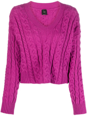 

V-neck cable-knit jumper, PINKO V-neck cable-knit jumper